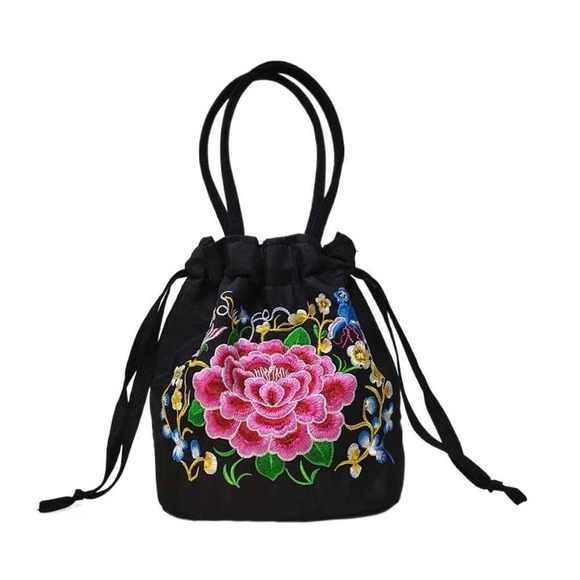 Embroidered Floral Handbags Silk Brocade Drawstring Jewelry Pouch Bag ^_^ - Picture 1 of 7
